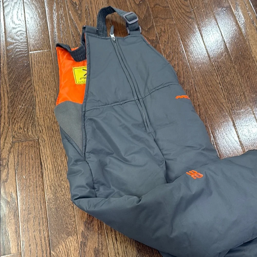 Arctix Kids One-Piece Snow Trousers in Gray with Orange Lining